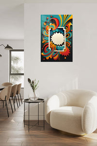 Retro Orange Teal Geometric wall art