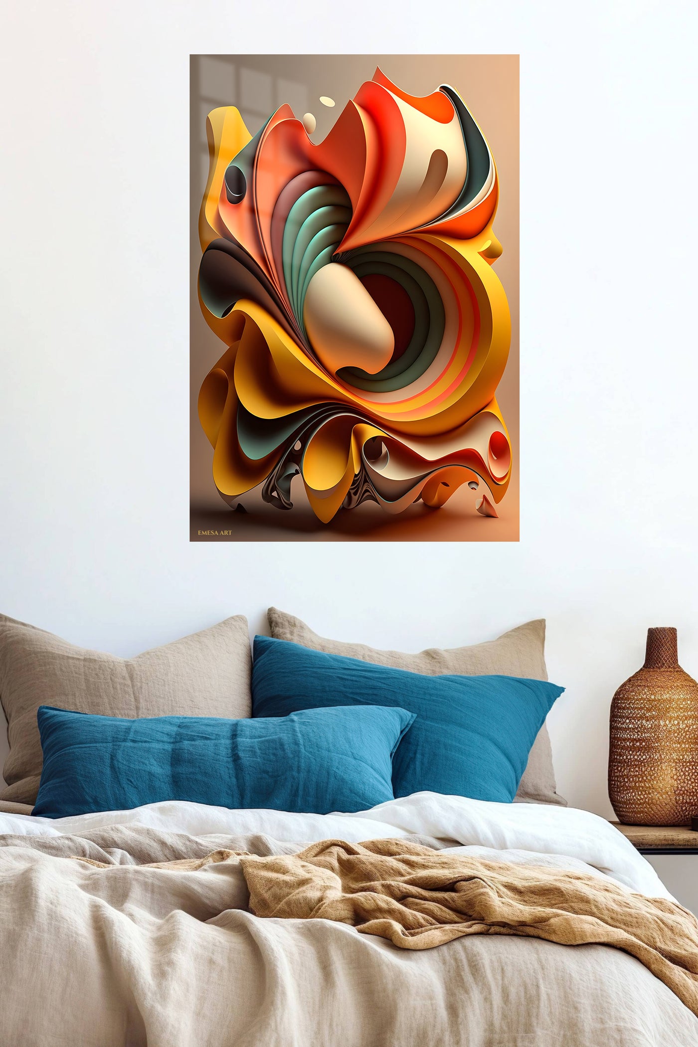 Orange Black Brushstroke wall art