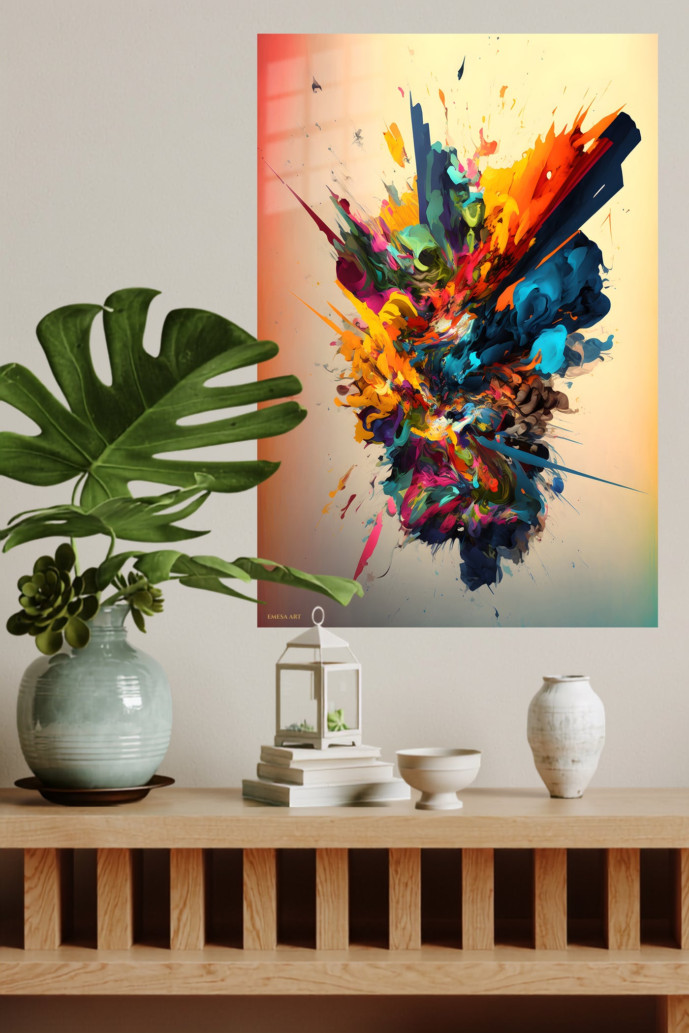 Neon Green Orange Frame wall art