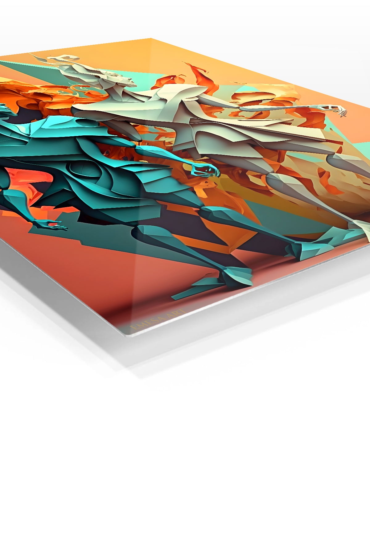 Teal Fracture Geometry wall art