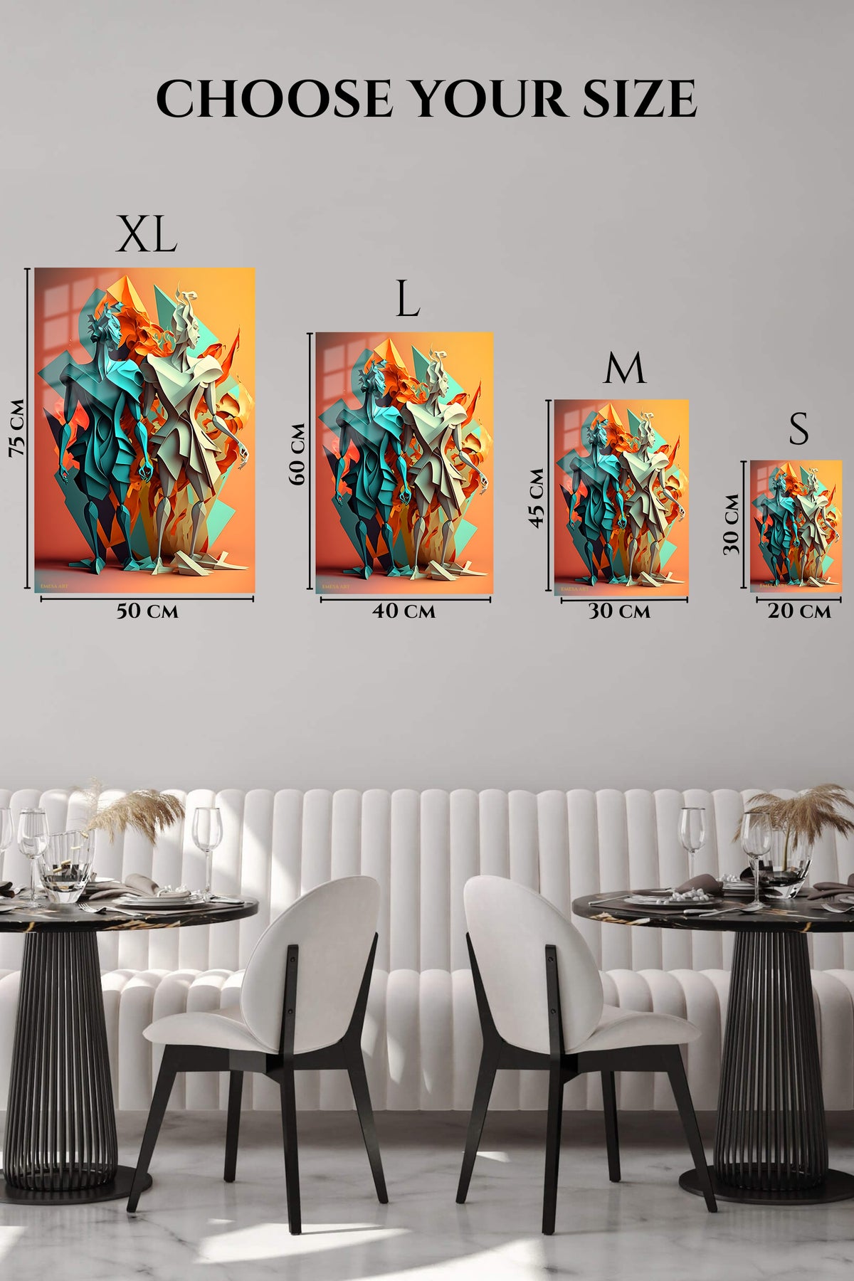 Teal Fracture Geometry wall art