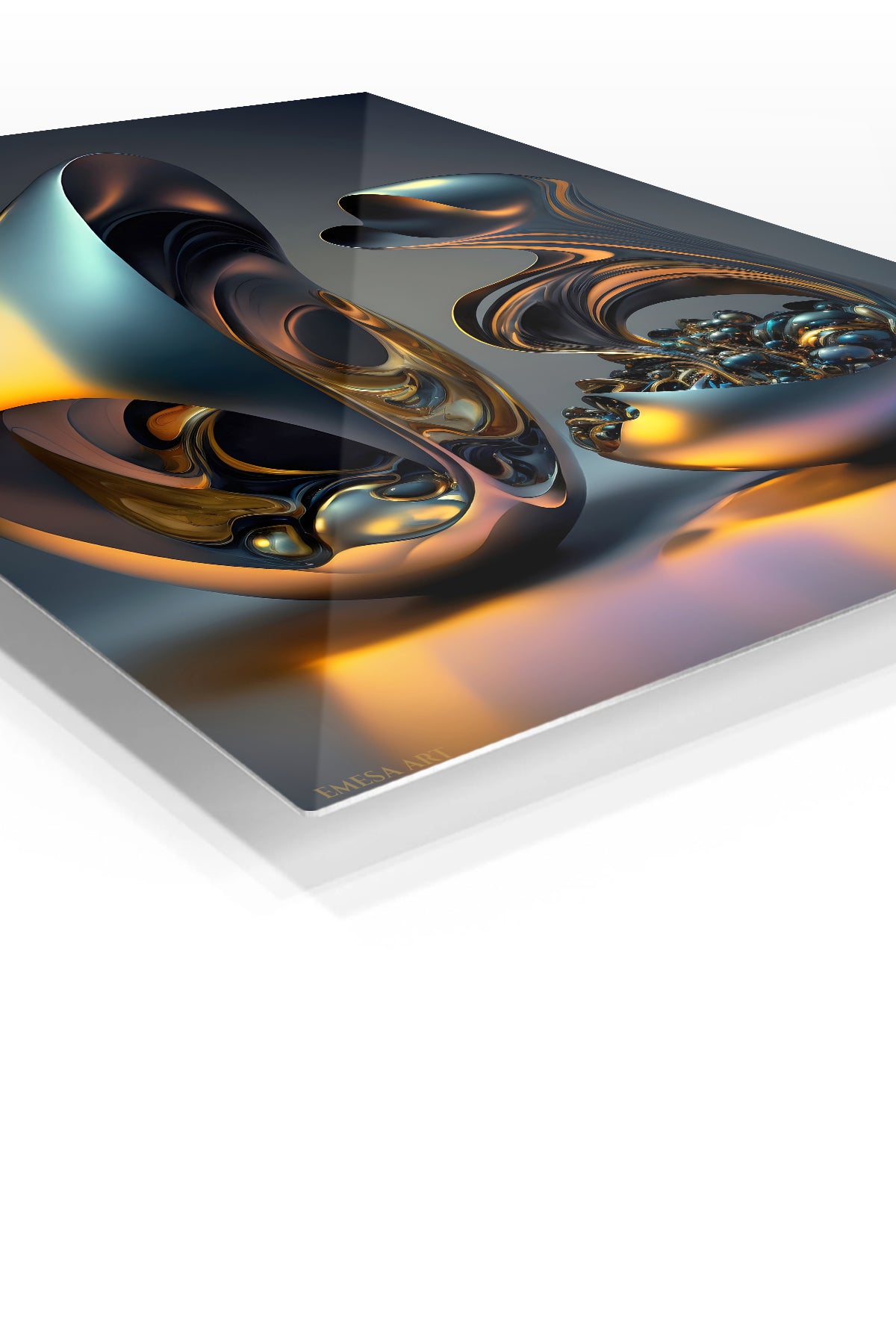 Orange Teal Linear Geometry wall art