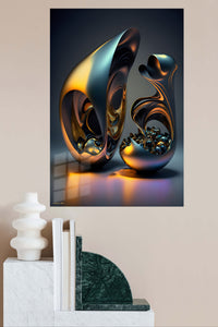 Orange Teal Linear Geometry wall art