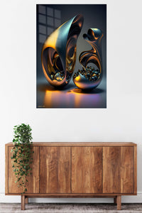 Orange Teal Linear Geometry wall art