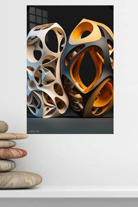 Retro Teal Orange Lines wall art