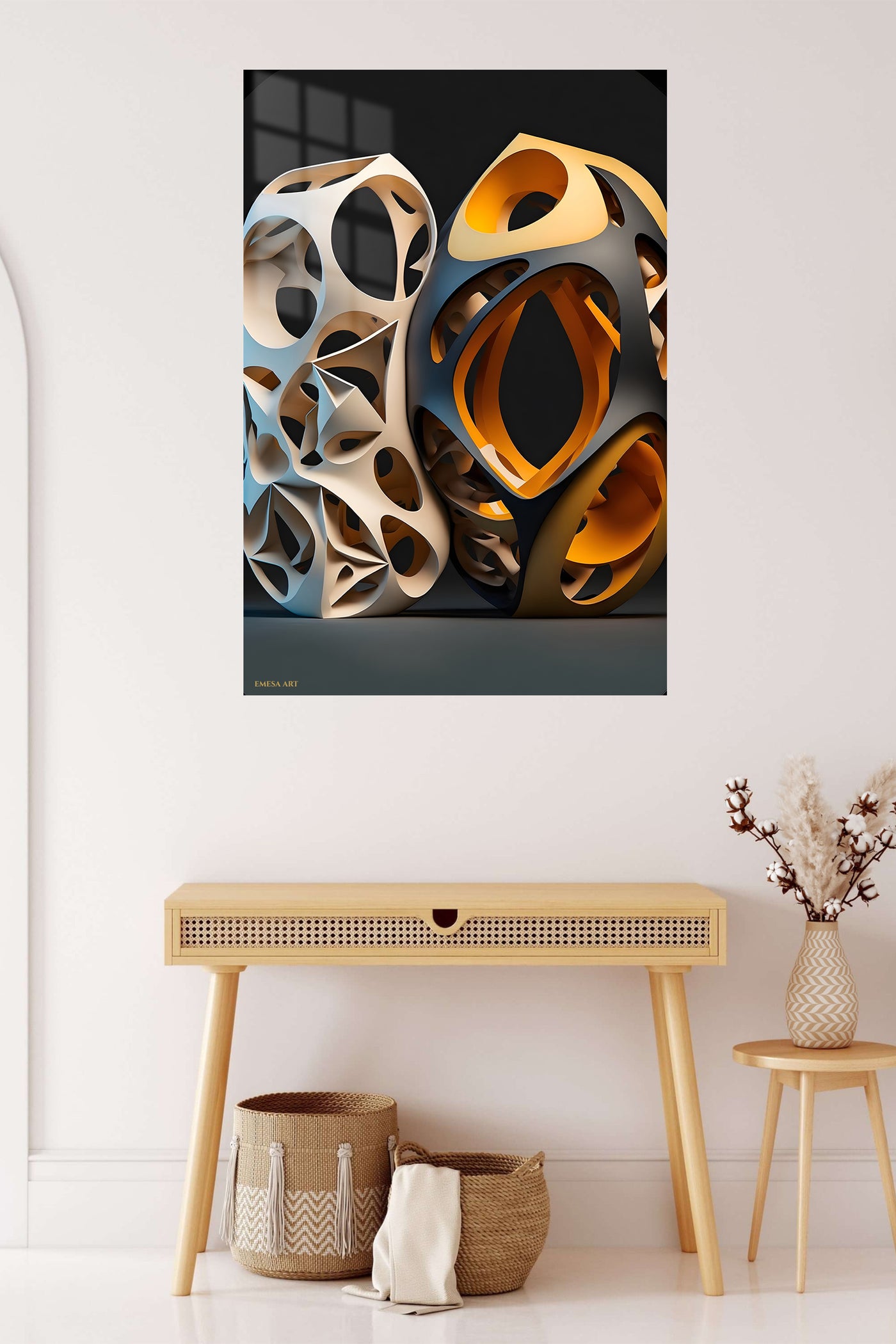 Retro Teal Orange Lines wall art