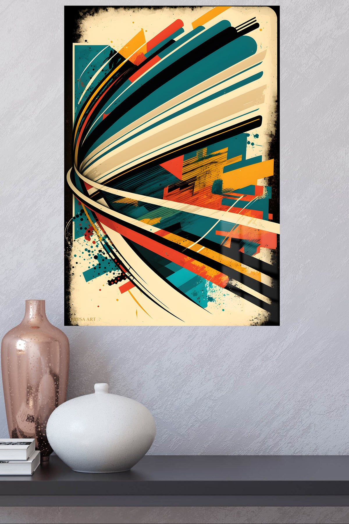 Gold White Sculptural Pebbles wall art
