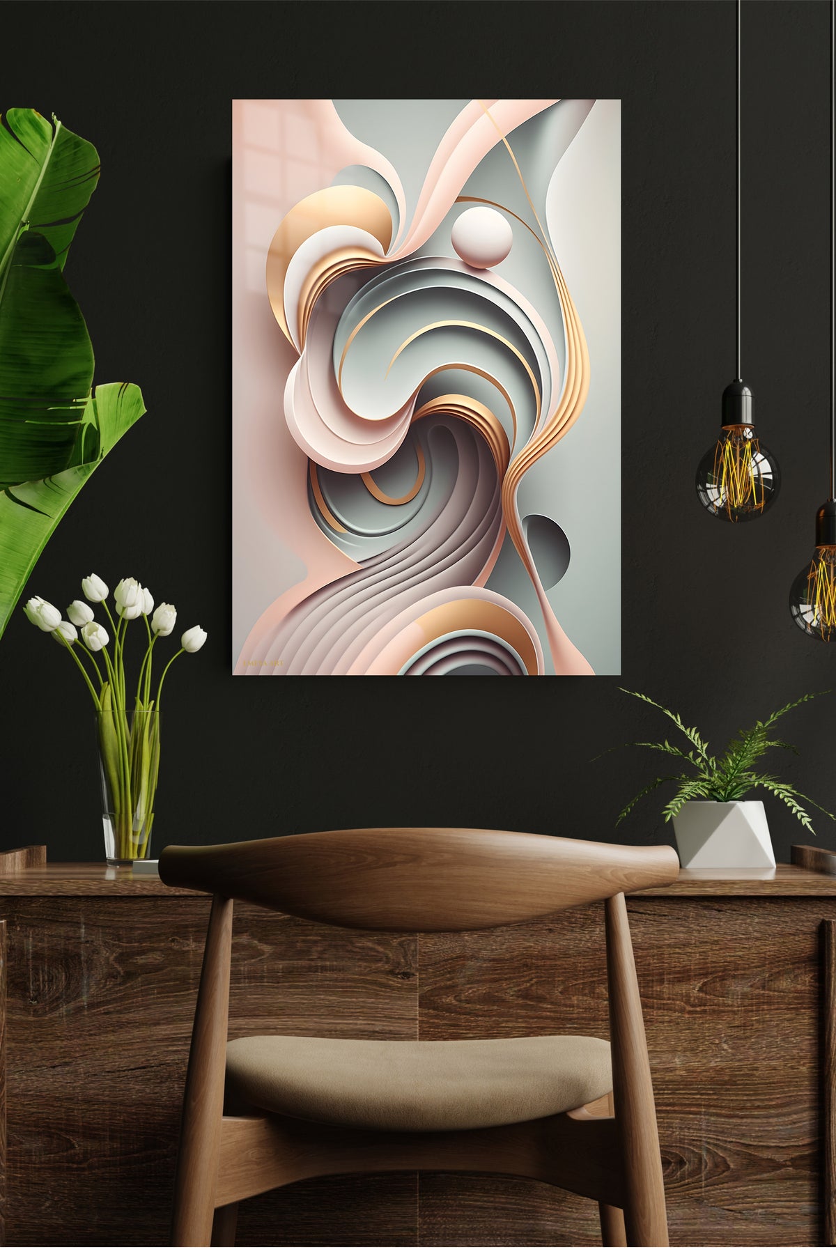 Mustard Teal Geometric Blocks wall art