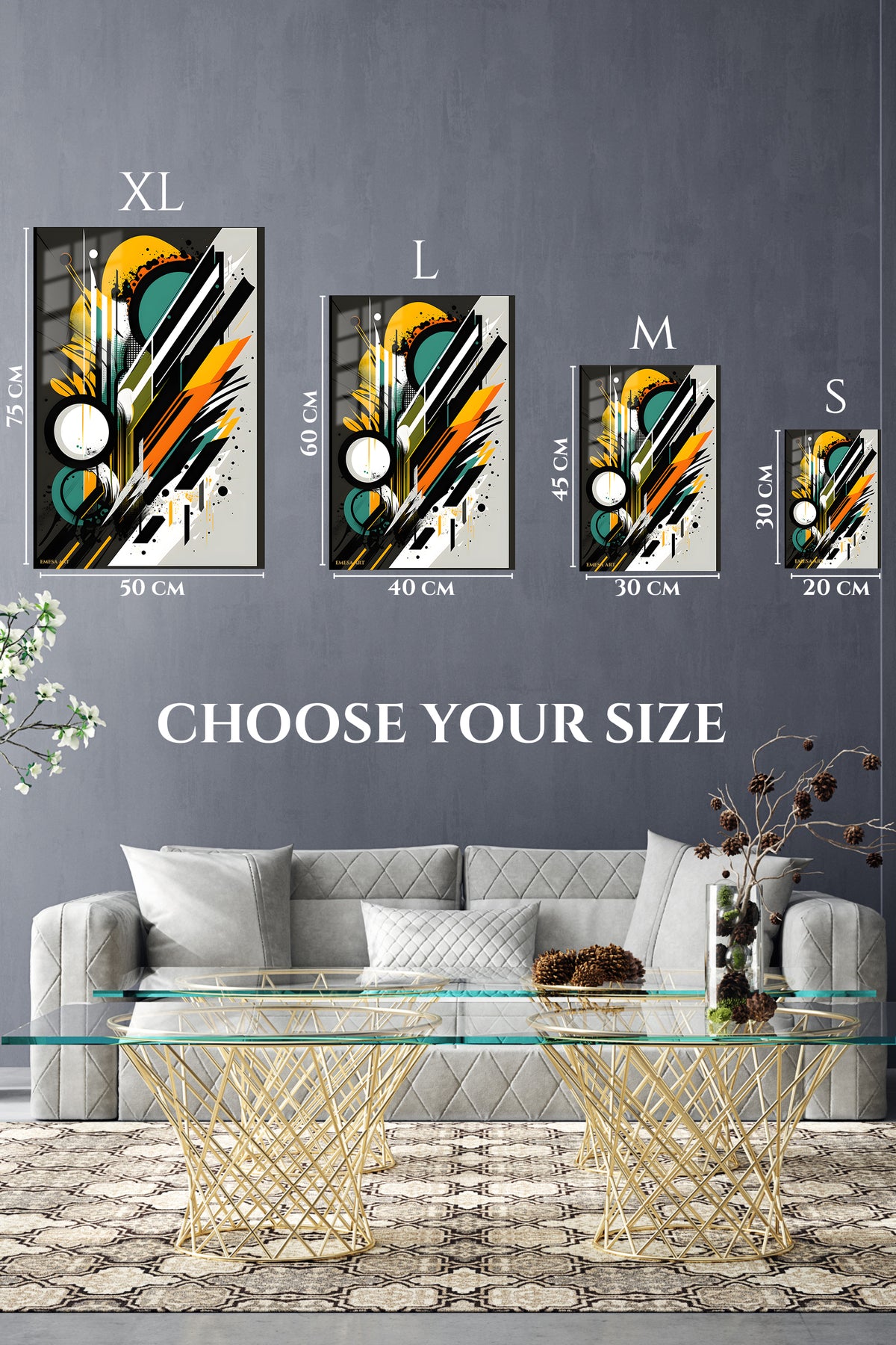 Black Gold Sculptural Stones wall art