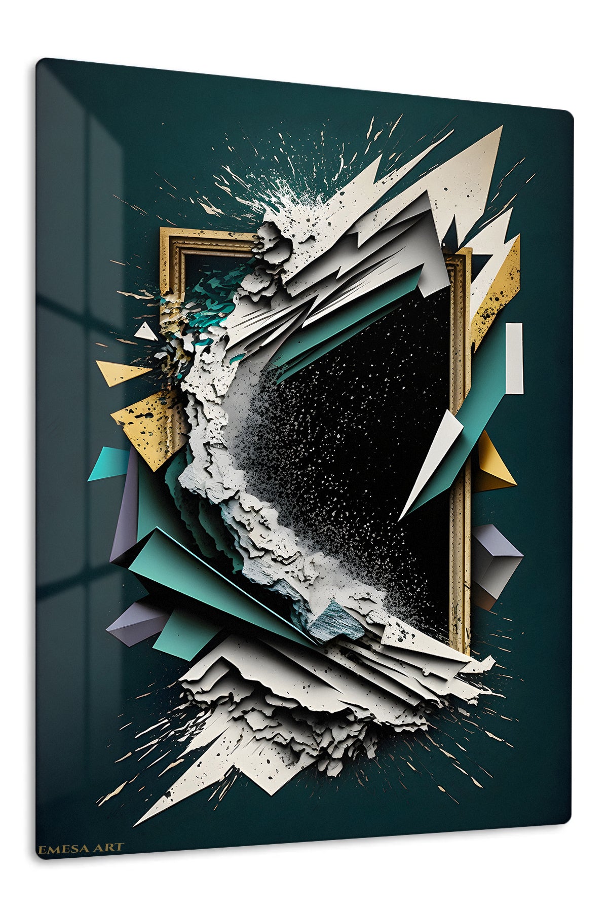 Teal Orange Abstract Figures wall art