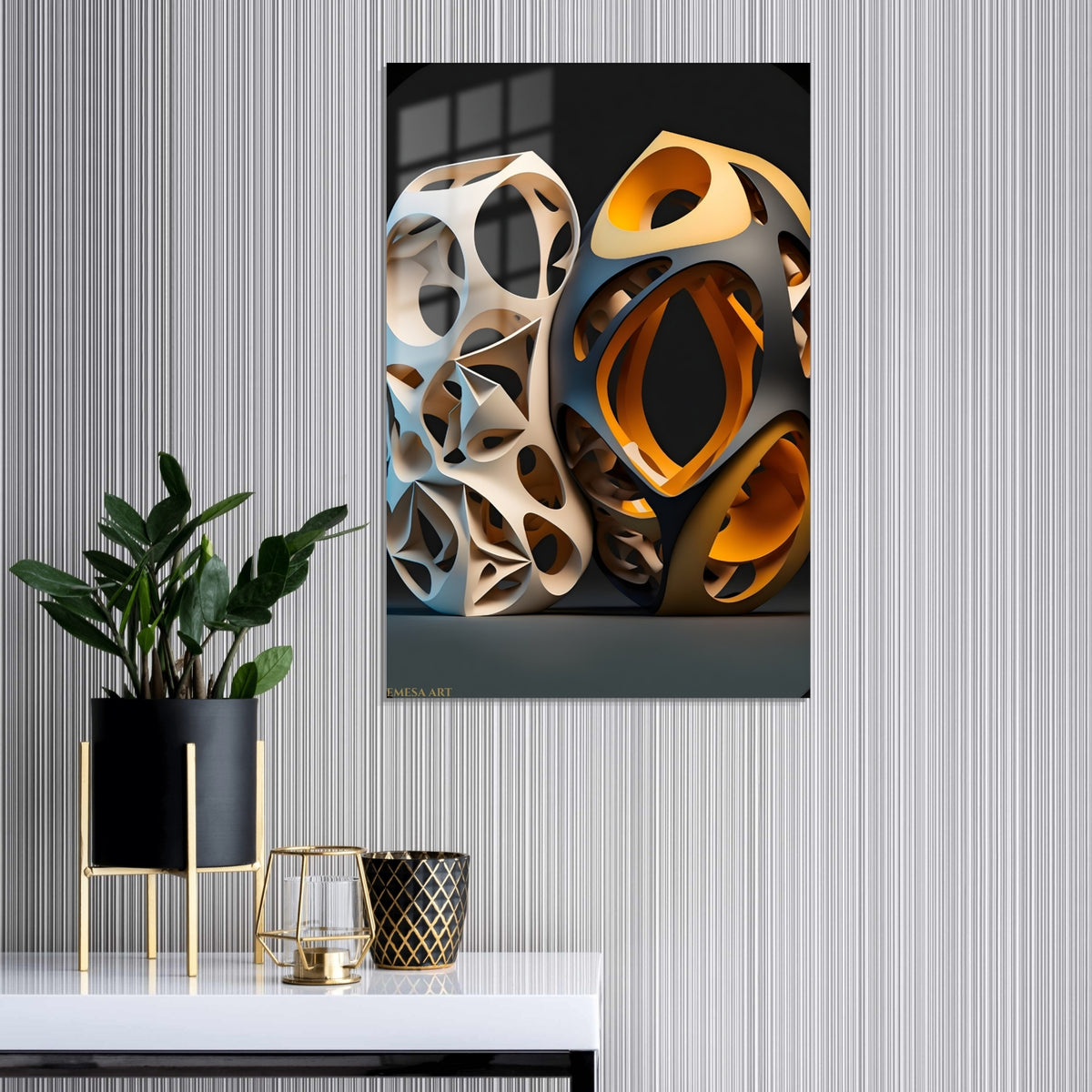 Abstract Organic 3D Sculpture Metal Wall Art | EMESA ART