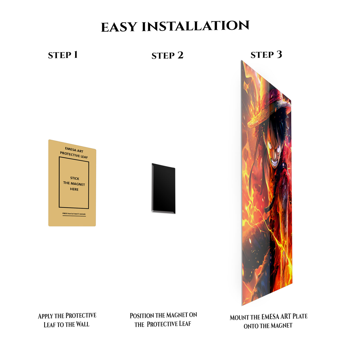 Luffy Fire Anime Metal Wall Art | EMESA ART