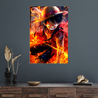 Luffy Fire Anime Metal Wall Art | EMESA ART