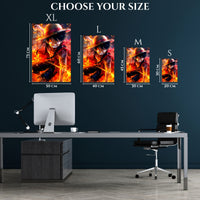 Luffy Fire Anime Metal Wall Art | EMESA ART