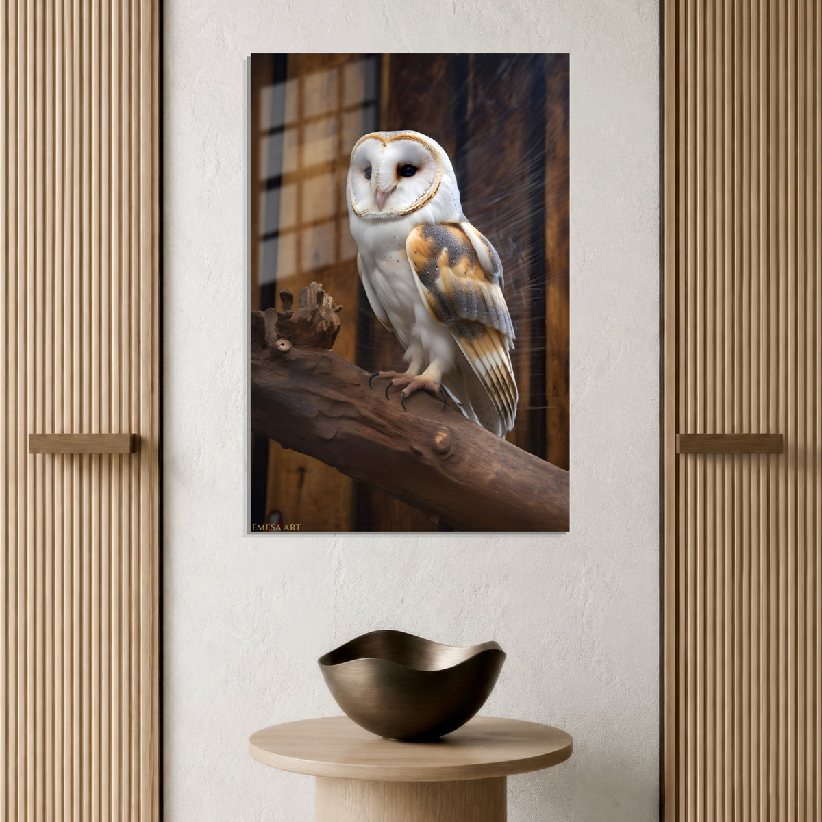 Barn Owl Portrait Metal Wall Art | EMESA ART
