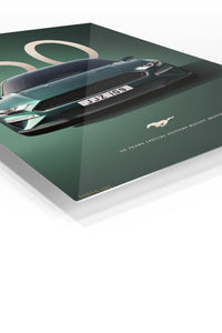 Green Ford Mustang front-view automotive wall art with number 50