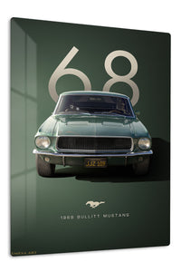 1968 green Ford Mustang classic automotive poster wall art