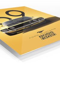 1969 yellow Ford Mustang Boss 302 front-view wall art