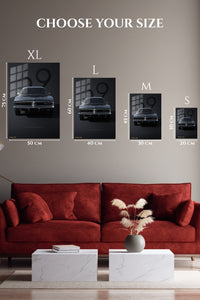 Black 1969 classic American muscle car front-view wall art
