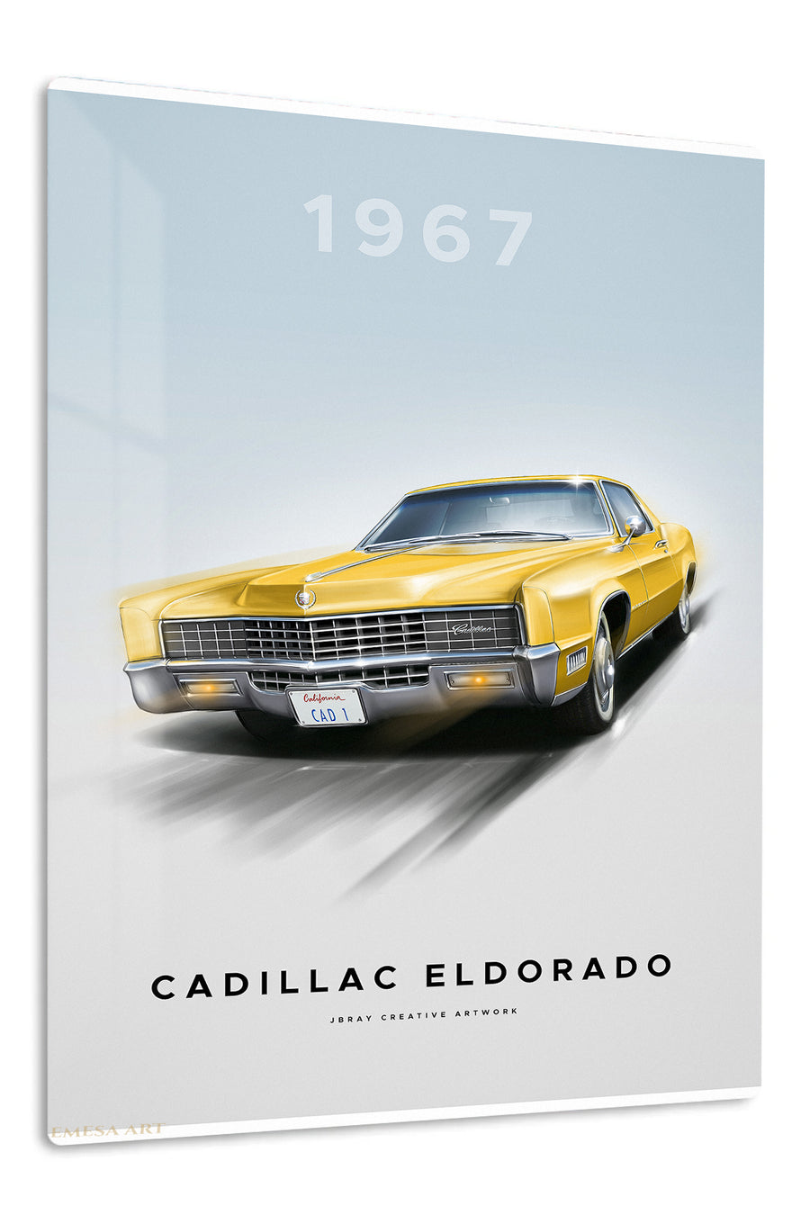 1967 yellow Cadillac Eldorado classic car wall art