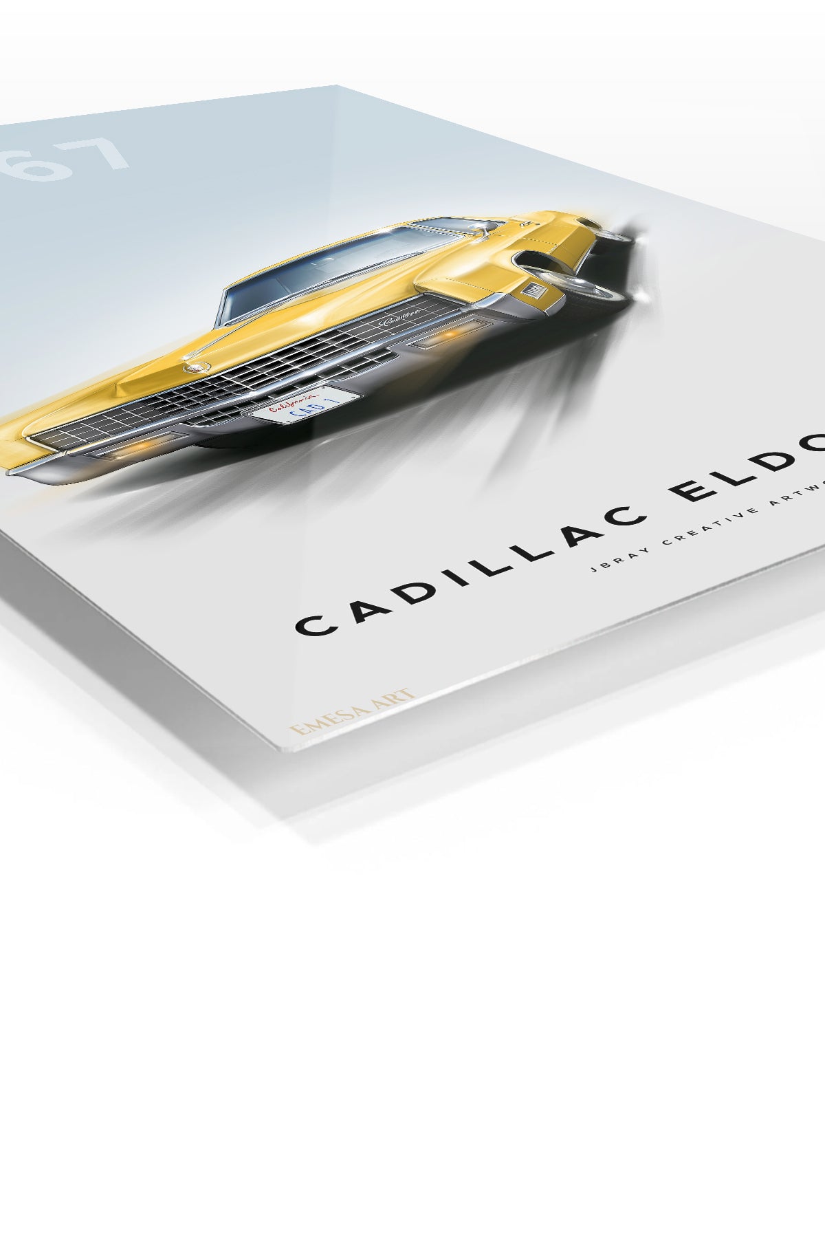 1967 yellow Cadillac Eldorado classic car wall art
