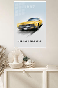 1967 yellow Cadillac Eldorado classic car wall art