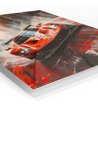Red and orange classic racing car abstract wall art