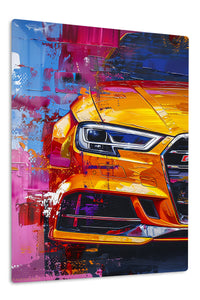 Orange Ford Mustang front close-up abstract automotive wall art