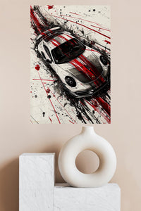White Red Track Sports Car Splash wall art