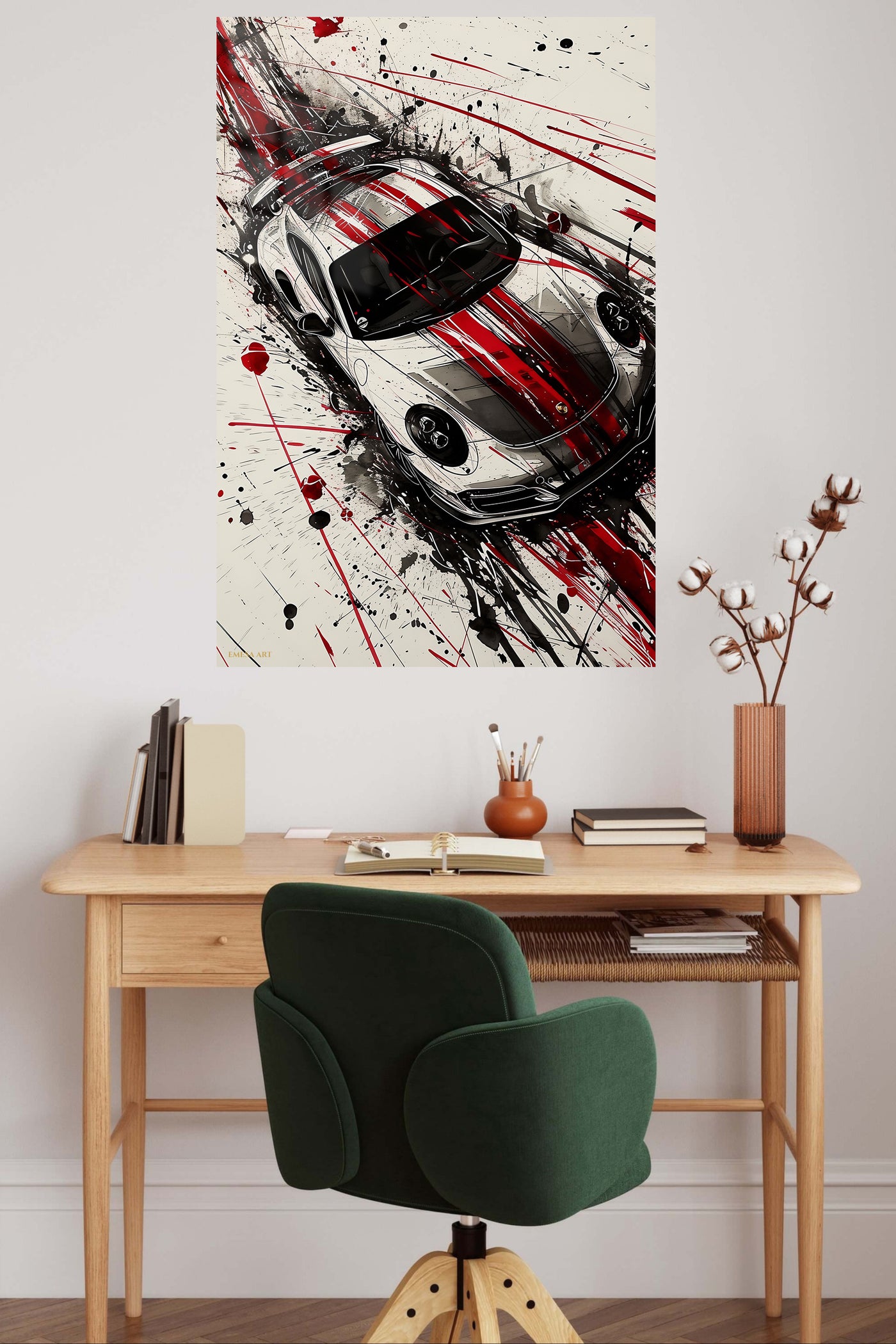 White Red Track Sports Car Splash wall art