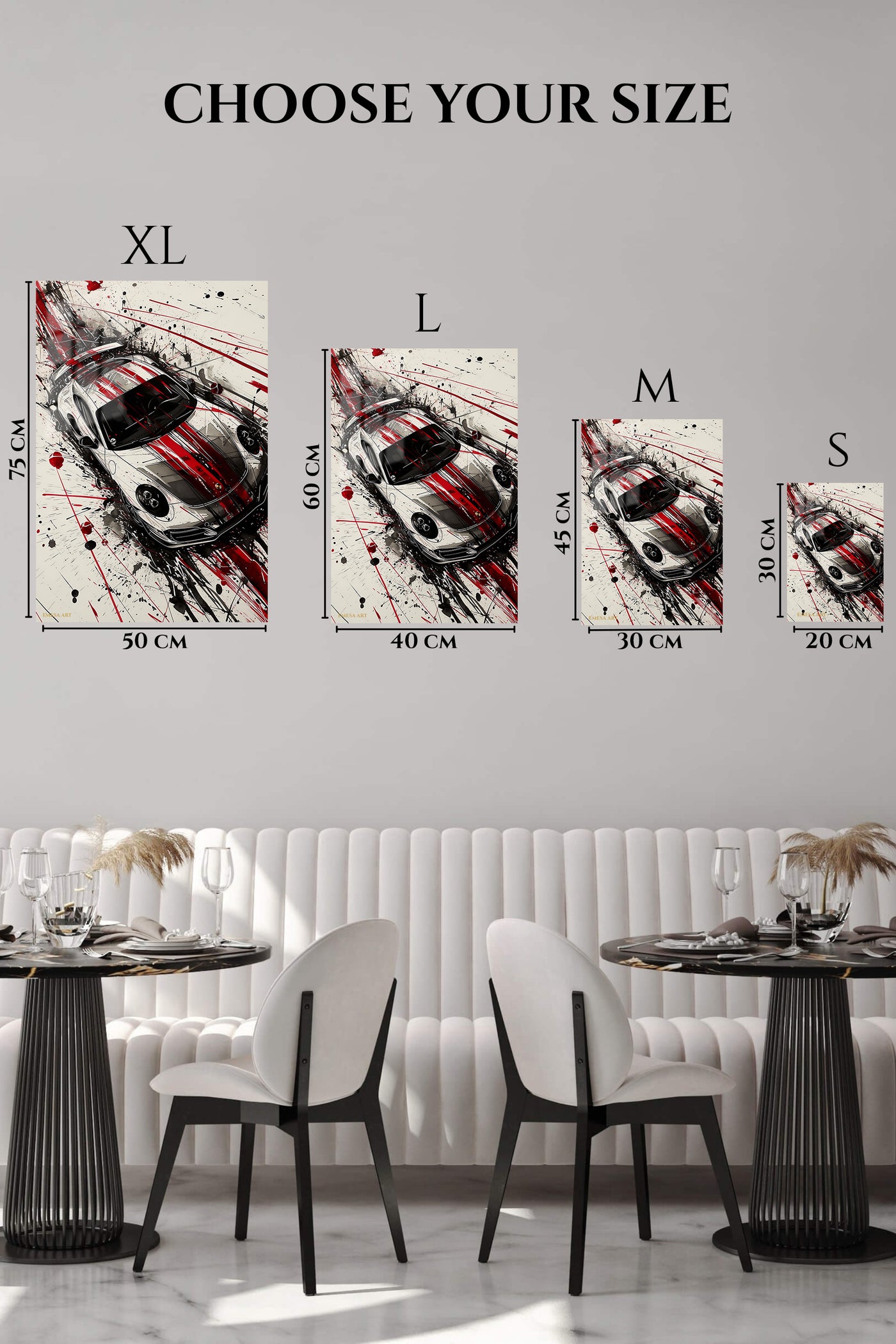 White Red Track Sports Car Splash wall art