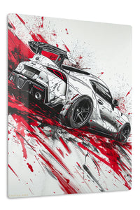 White Sports Car Red Splash wall art