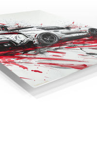White Sports Car Red Splash wall art