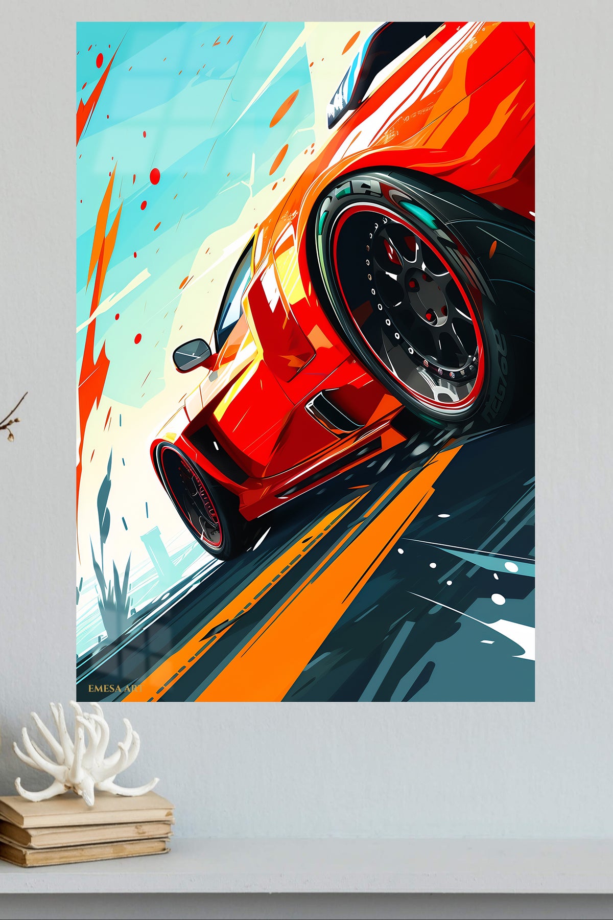 Red Sports Car Pop Art wall art
