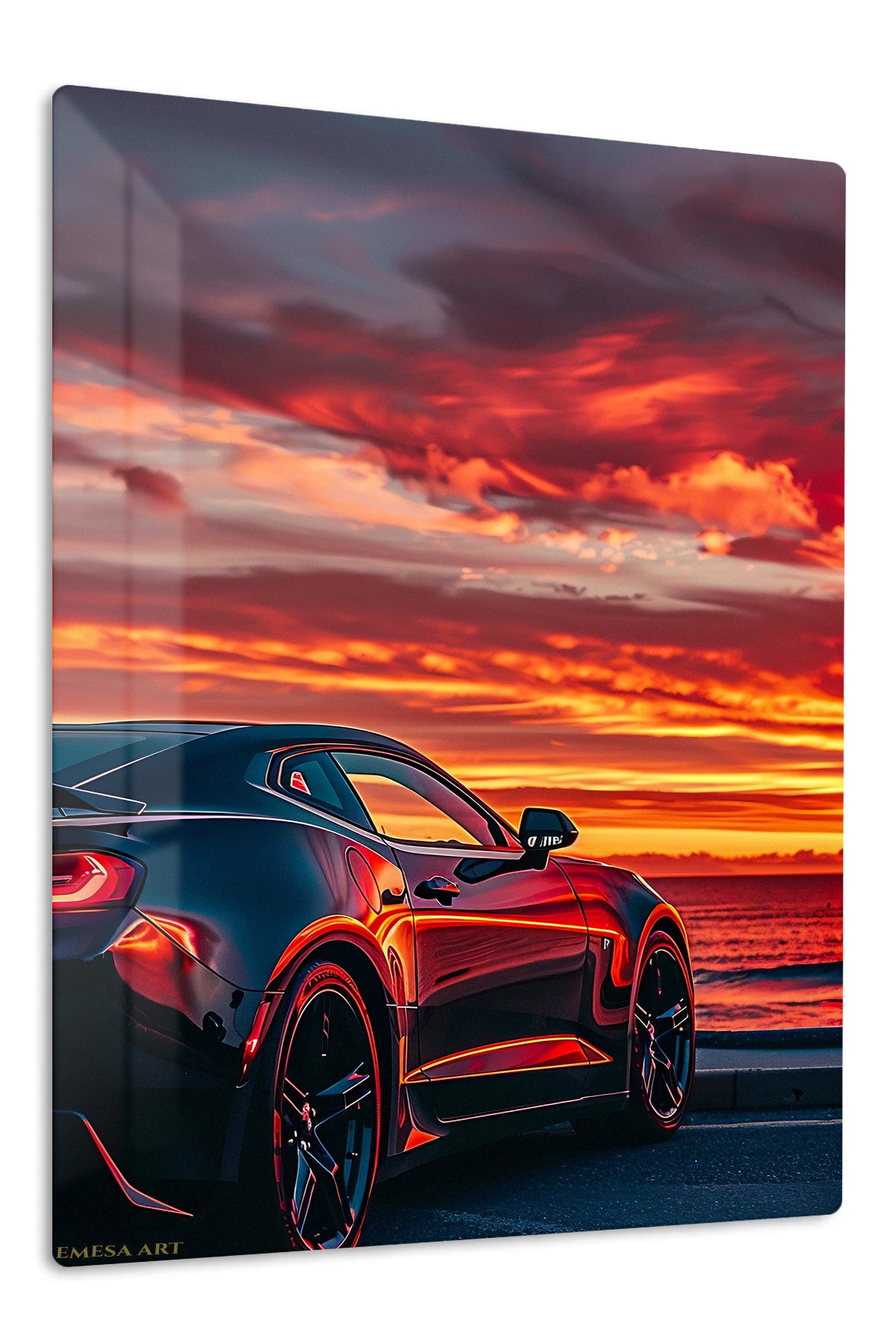 Red Supercar Sunset wall art