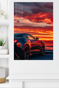 Red Supercar Sunset wall art