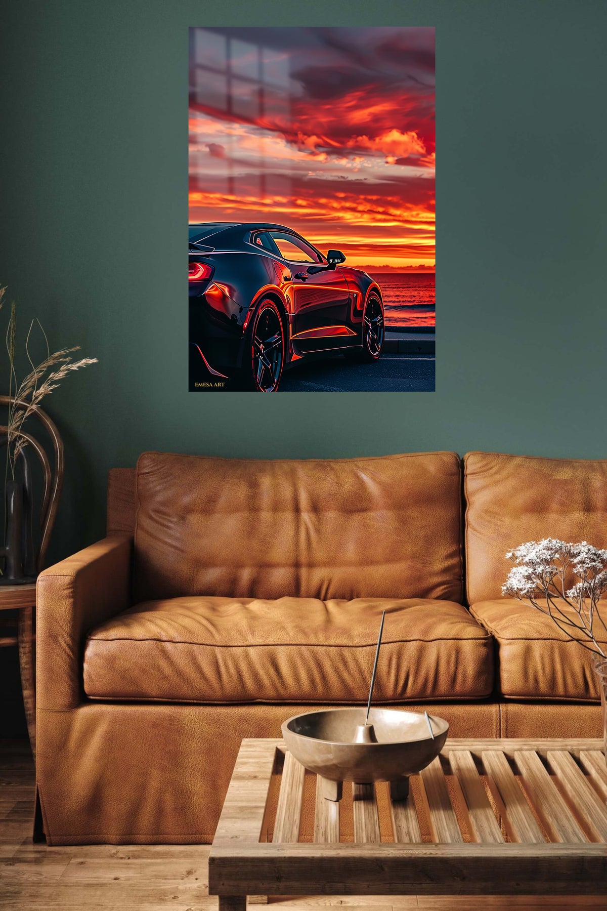 Red Supercar Sunset wall art