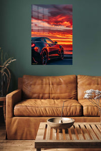Red Supercar Sunset wall art