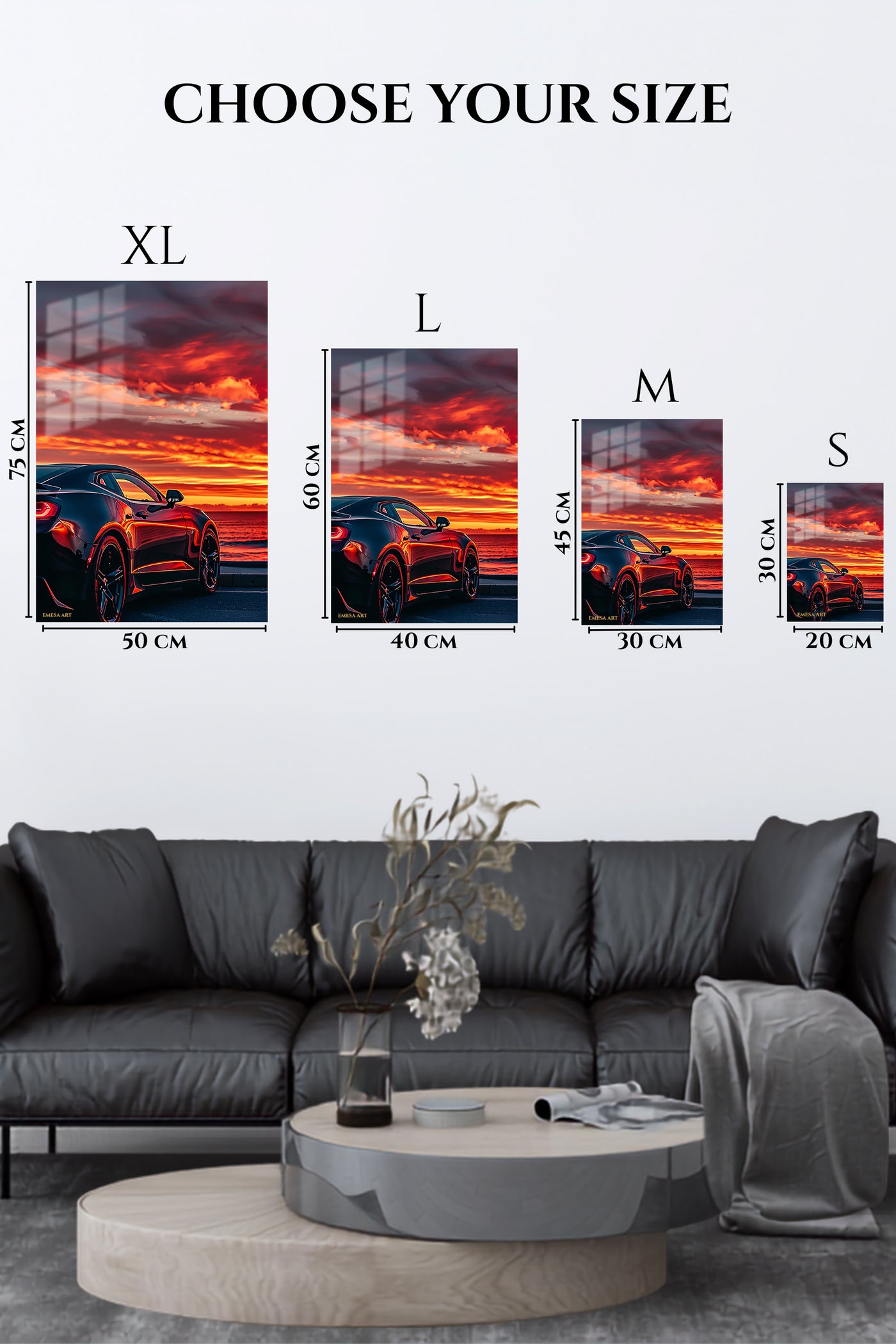 Red Supercar Sunset wall art