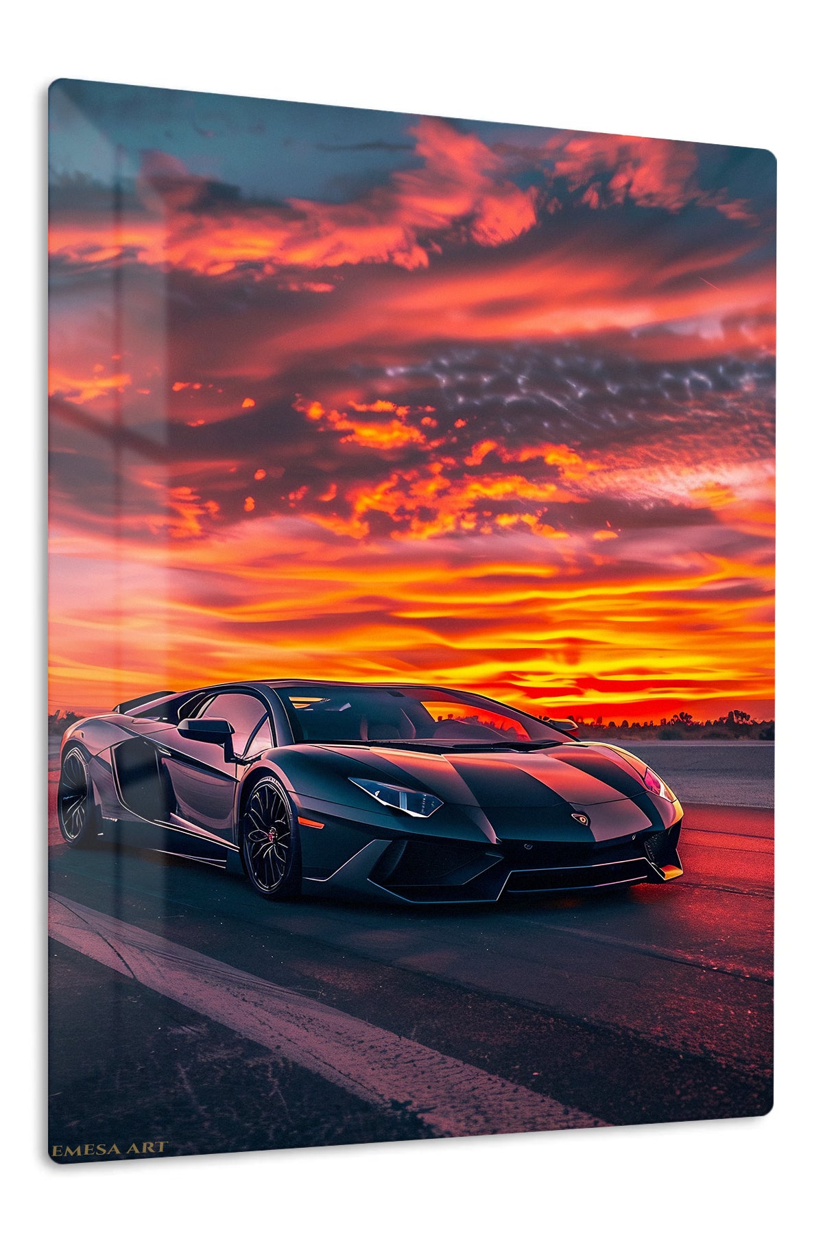 Silver Supercar Sunset wall art
