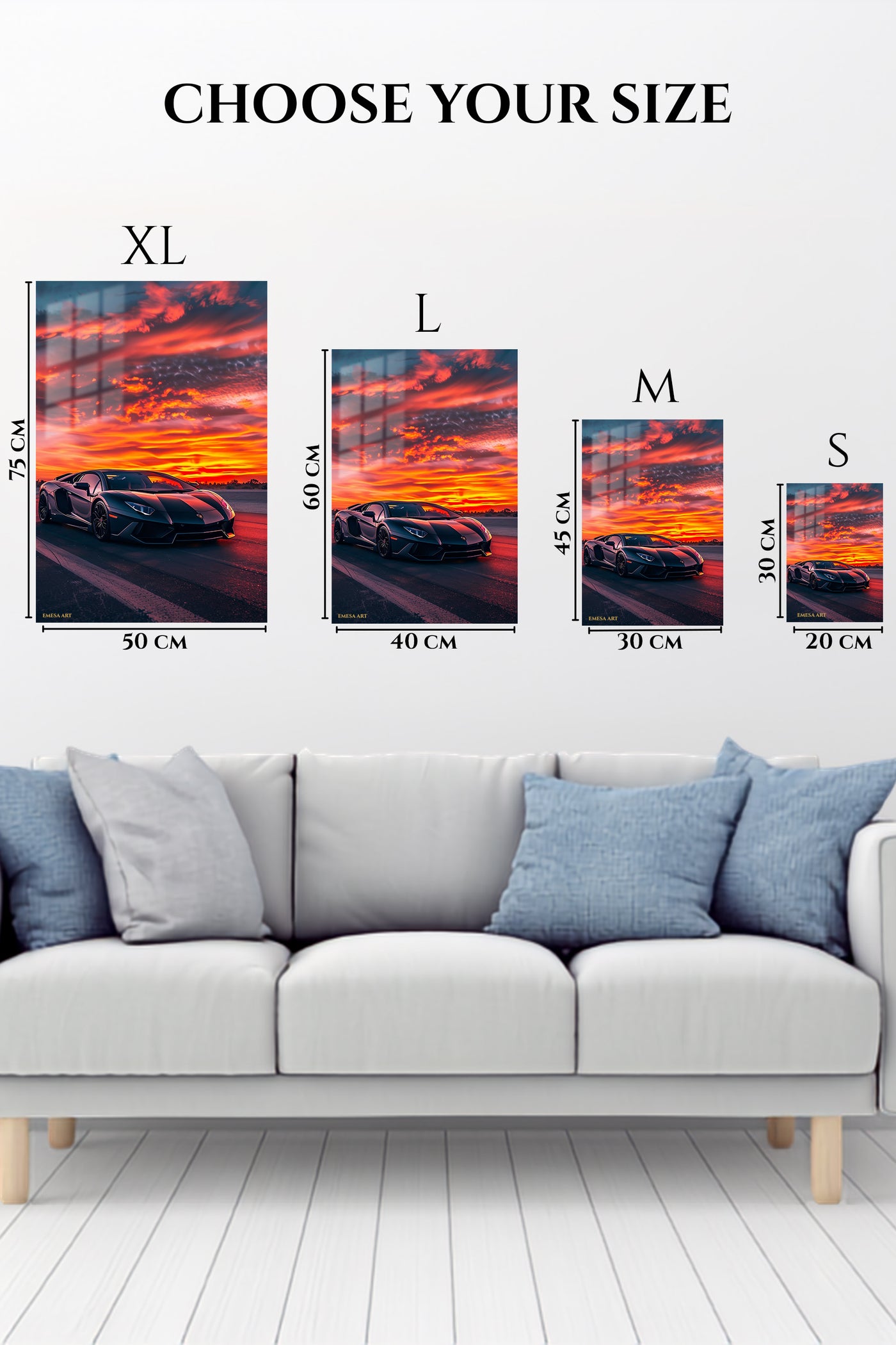 Silver Supercar Sunset wall art
