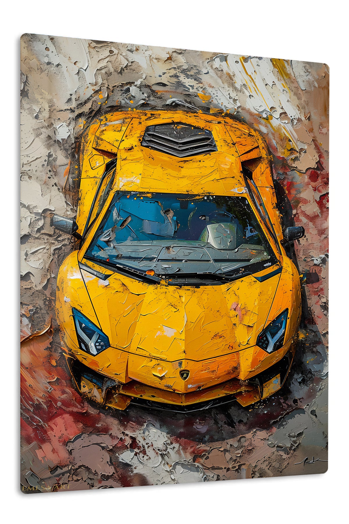 Yellow Supercar Top View wall art