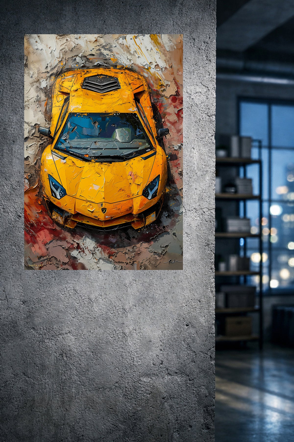 Yellow Supercar Top View wall art