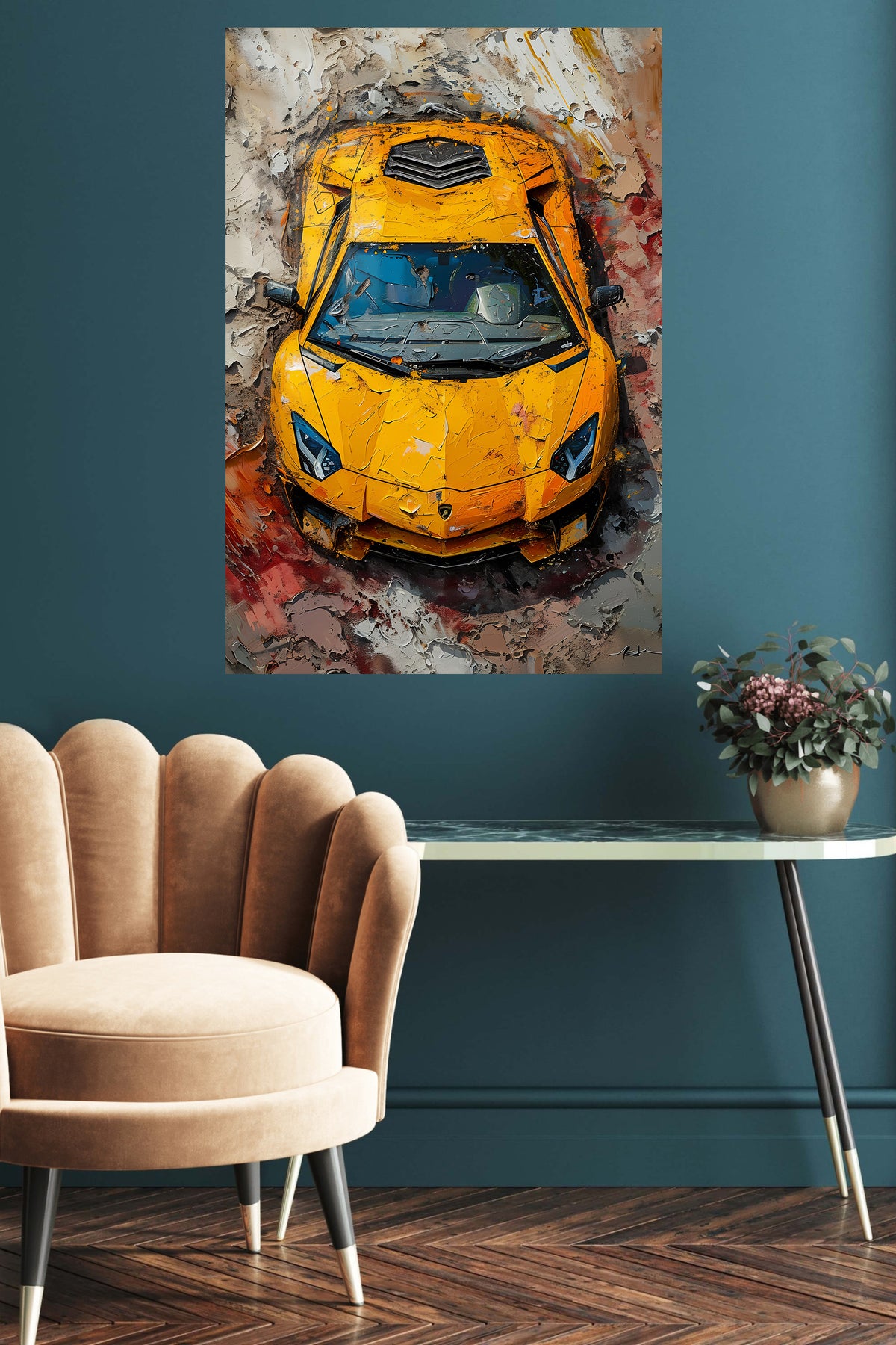 Yellow Supercar Top View wall art
