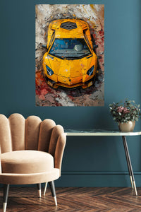 Yellow Supercar Top View wall art