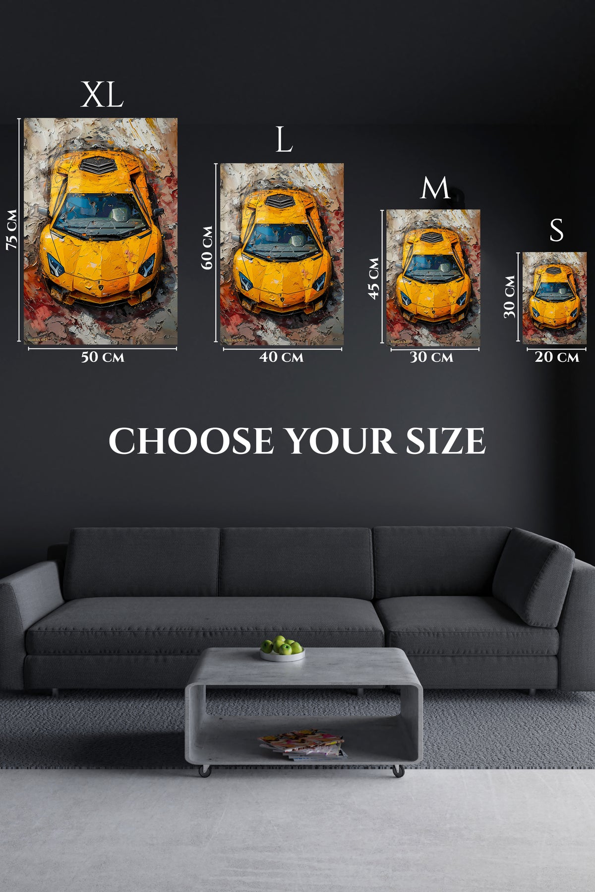 Yellow Supercar Top View wall art