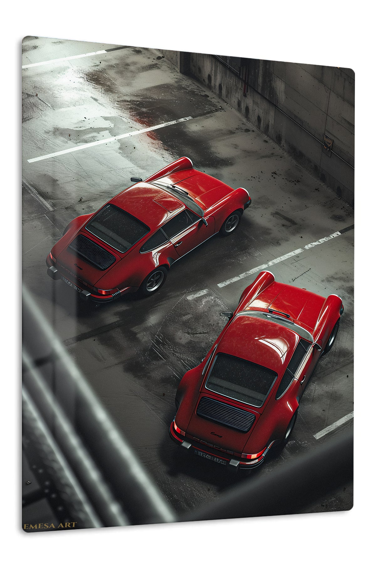 Red Classic Sports Cars Aerial wall art