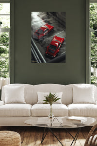Red Classic Sports Cars Aerial wall art