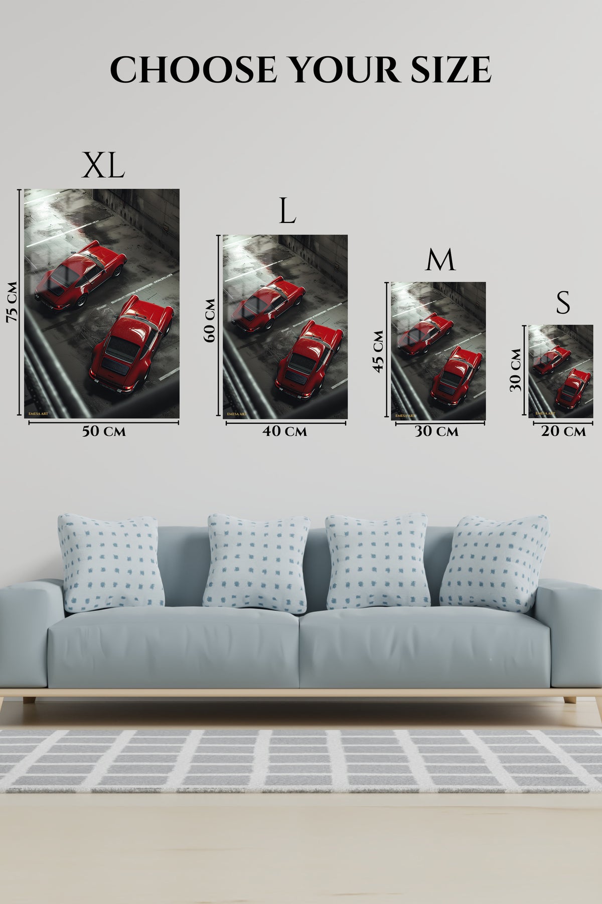 Red Classic Sports Cars Aerial wall art