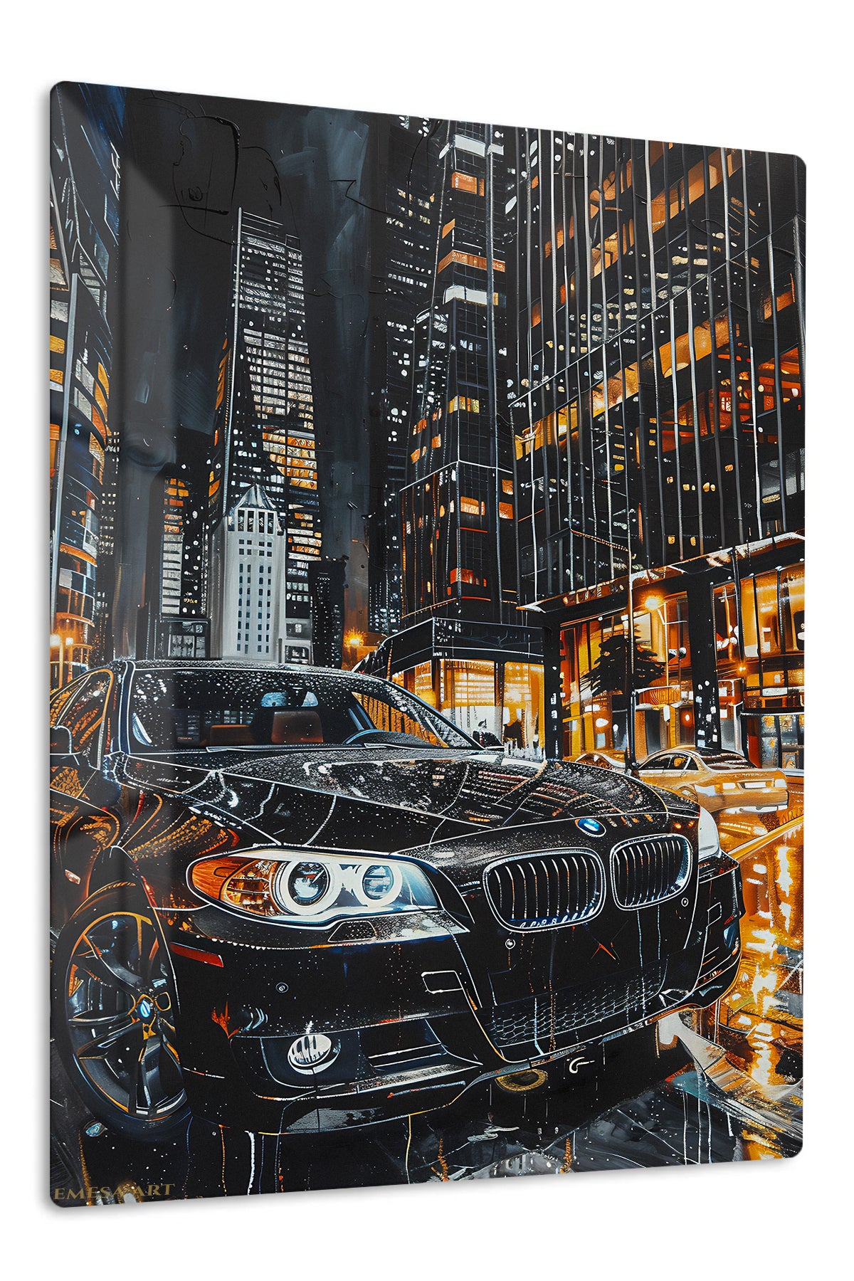 Black BMW SUV City wall art